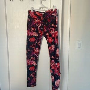 Fabletics Floral Black and Red Leggings